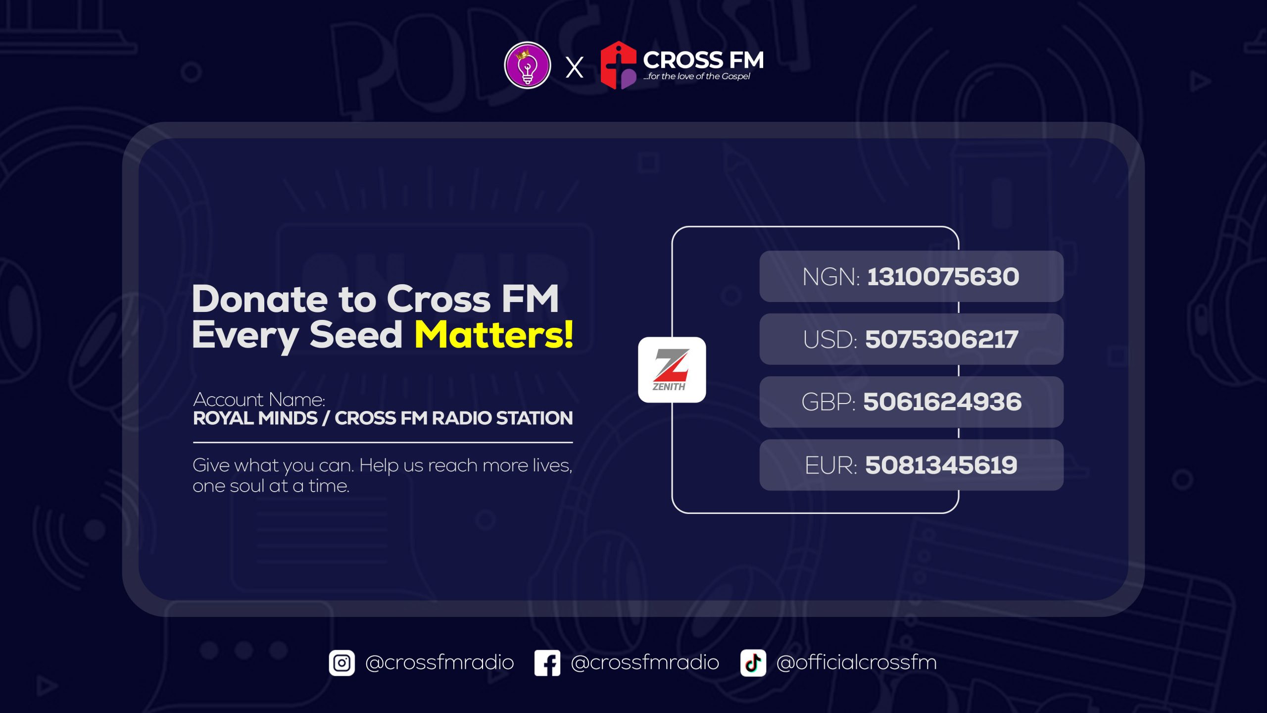 Support the Vision - Donate to Cross FM Today